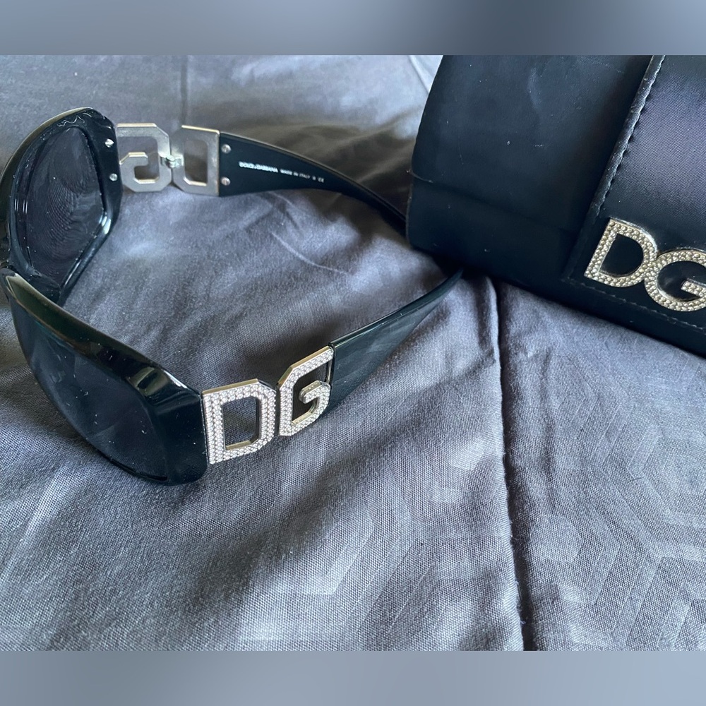 Dolce & Gabbana Black Sunglasses with Crystal DG Logo